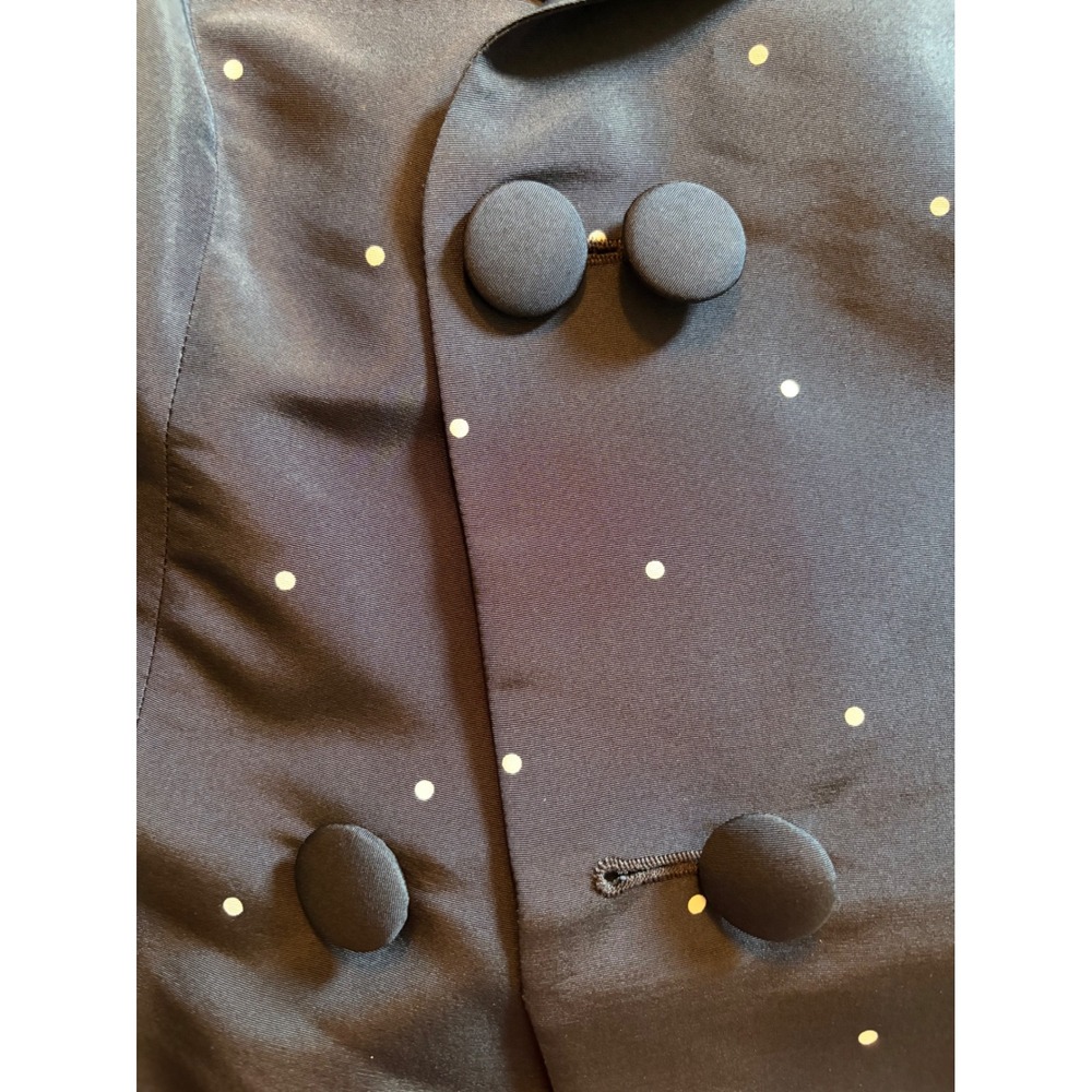 Escada Navy Blue Polka Dot Silk‎ Blend Double Breasted Shawl Collar Jacket 38 - Picture 7 of 16